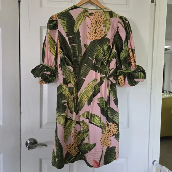 Farm Rio Banana Leaves V-Neck Mini Dress - Picture 5 of 14